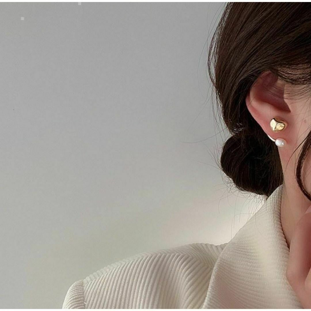 ピアス ミニ パール 真珠 2way セット 金 ゴールド 綺麗 シンプル 上品 レディースのアクセサリー(ピアス)の商品写真