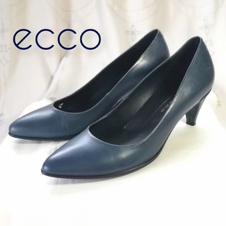 『ecco / エコー』ネイビー プレーンパンプス│レザーポインテッドトゥ パン
