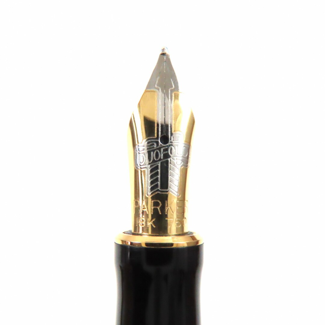 極美品▼PARKER パーカー デュオ フィールド センテニアル 初期型(1980～1990年代) 18K Mニブ 万年筆 パールホワイト ブラック ゴールド UK製 メンズ インテリア/住まい/日用品の文房具(ペン/マーカー)の商品写真