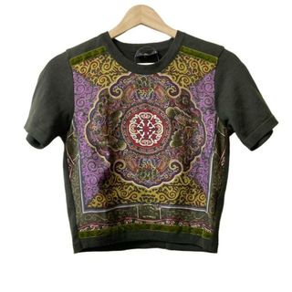 エトロ(ETRO)のETRO(エトロ) 半袖セーター サイズ40 M レディース - ダークグリーン×カーキ×マルチ シルク切替(ニット/セーター)