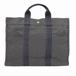 エルメス(HERMES)の【5gc3784-h】エルメス トートバッグ エールラインMM キャンバス グレー シルバー金具【中古】メンズ レディース ユニセックス(トートバッグ)