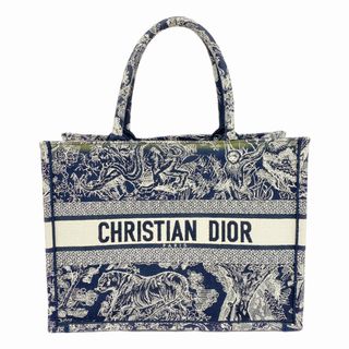 クリスチャンディオール(Christian Dior)の【5gd4209-h】クリスチャンディオール トートバッグ ブックトート キャンバス ネイビー【中古】レディース(トートバッグ)