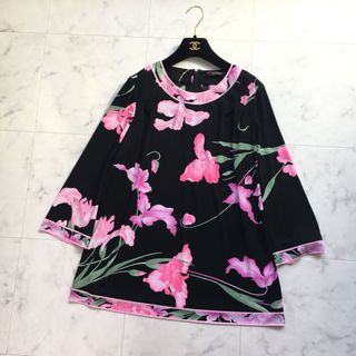 近年美品　LEONARD レオナール　カンカン　ストレッチ　チュニック　42