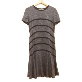 エスカーダ(ESCADA)のESCADA(エスカーダ) ワンピース サイズ38 L レディース美品  - 黒×アイボリー クルーネック/半袖/ロング/ツイード/ジップアップ(その他)