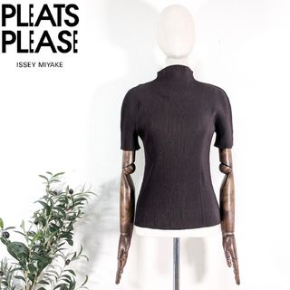 プリーツプリーズイッセイミヤケ(PLEATS PLEASE ISSEY MIYAKE)のプリーツプリーズ　イッセイミヤケ　ハイネック　プリーツ　カットソー　ミスト　L(カットソー(半袖/袖なし))
