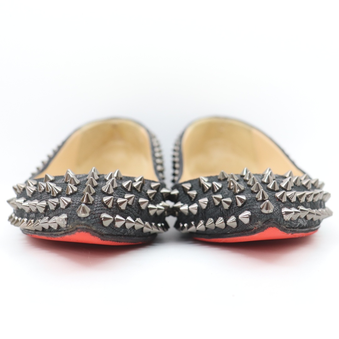 Christian Louboutin(クリスチャンルブタン)のIT3HG6176A00 Christian Louboutin クリスチャンルブタン スタッズ ポインテッドトゥ フラットシューズ パンプス ブラック サイズ 38.5 レディースの靴/シューズ(バレエシューズ)の商品写真