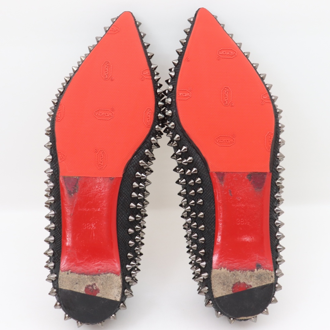Christian Louboutin(クリスチャンルブタン)のIT3HG6176A00 Christian Louboutin クリスチャンルブタン スタッズ ポインテッドトゥ フラットシューズ パンプス ブラック サイズ 38.5 レディースの靴/シューズ(バレエシューズ)の商品写真