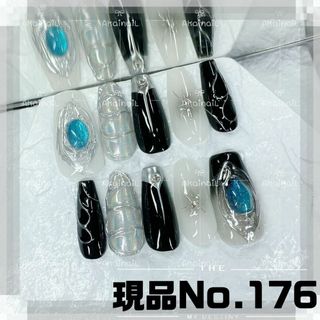 No.176M現品ネイルチップオーロラつけ爪ロックy2kギャルサブカル地雷(つけ爪/ネイルチップ)