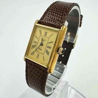 【新品電池】LONGINES ロンジン ゴールド文字盤 スクエア レディース(腕時計)