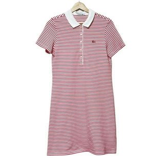ラコステ(LACOSTE)のLacoste(ラコステ) ワンピース サイズ38 M レディース - レッド×白 半袖/ひざ丈/ボーダー(その他)