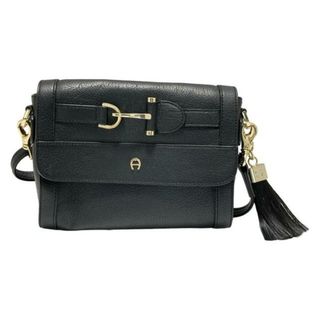 アイグナー(AIGNER)のAIGNER(アイグナー) ショルダーバッグ美品  - 黒 レザー(ショルダーバッグ)