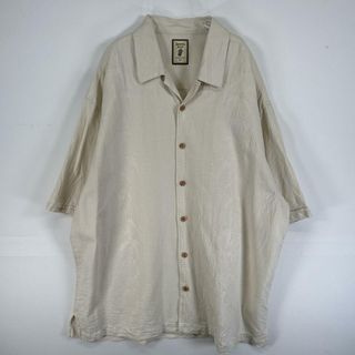 古着 ジャマイカ・ジャックス  半袖シャツ アロハ シルク 大きいサイズ 植物 XXL  ホワイト系 総柄 メンズ(シャツ)