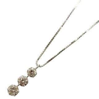 【鑑別書あり】Pt850　Pt900　プラチナ　3連ダイヤモンドネックレス　ラウンドブリリアントカット　1.00ct　3.20g　約45cm　アジャスター付き　ペンダント　シンプル　レディース　ギフト　プレゼント包装可【中古】松前R56号店(ネックレス)