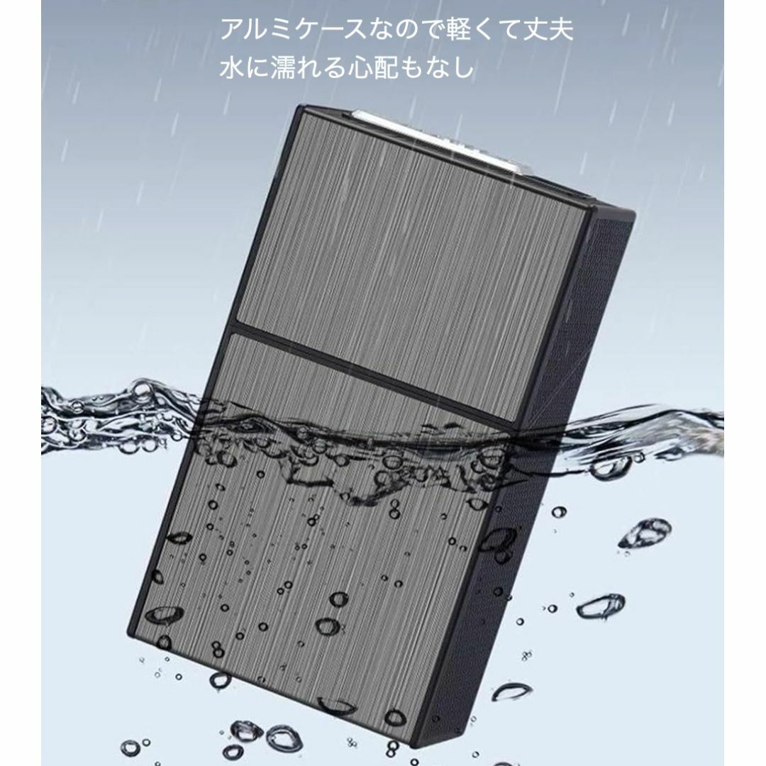 タバコケース 電子ライター 内蔵 グレー USB充電 アルミ メンズのファッション小物(タバコグッズ)の商品写真
