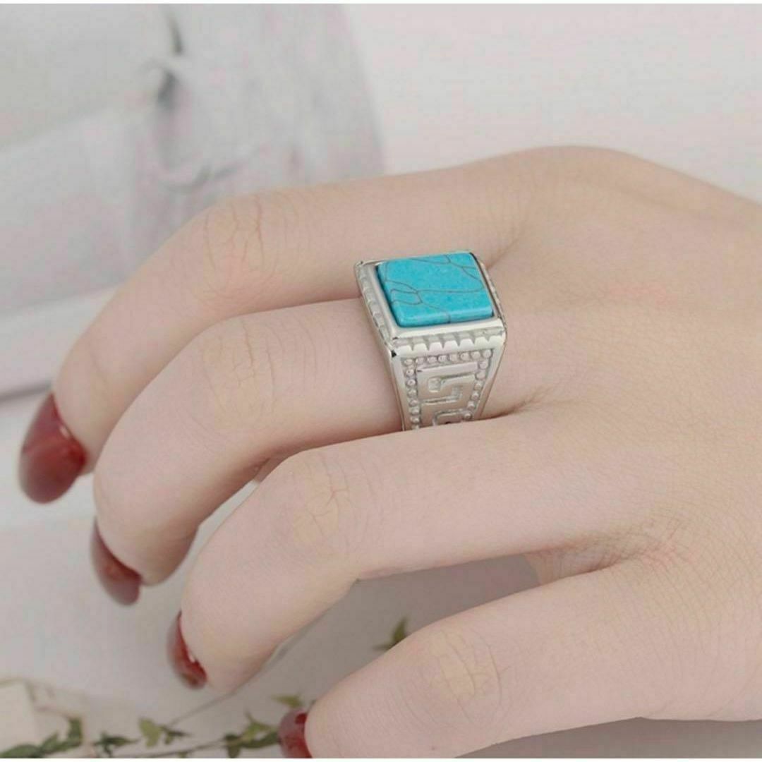 指輪　ターコイズブルー トルコ石 シルバーリング 13号 レディースのアクセサリー(リング(指輪))の商品写真