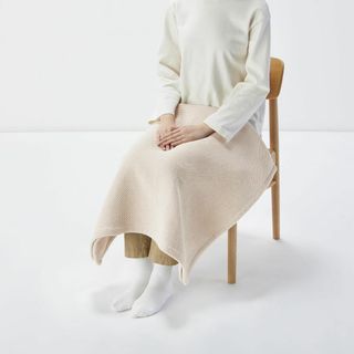 無印良品 綿麻 ワッフル織 ブランケット ・80×130cm・生成 847583(布団)