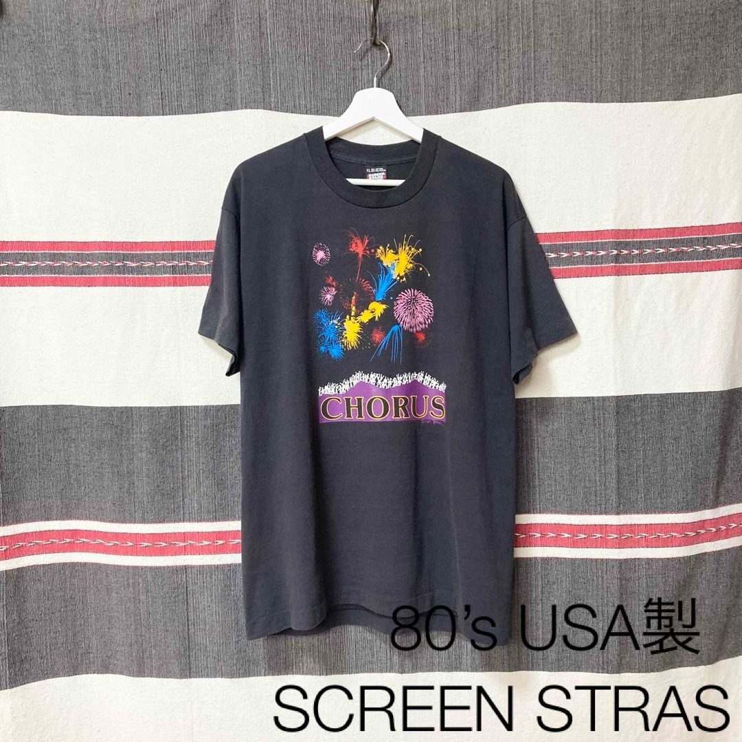 SCREEN STARS(スクリーンスターズ)の80s90s SCREEN STARS ビンテージTシャツ 花火フェードブラック メンズのトップス(Tシャツ/カットソー(半袖/袖なし))の商品写真