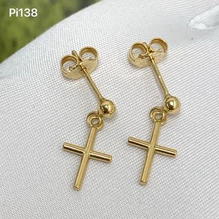 新品　ピアス レディース 揺れる クロス K18 750 メンズ 両耳(ピアス)