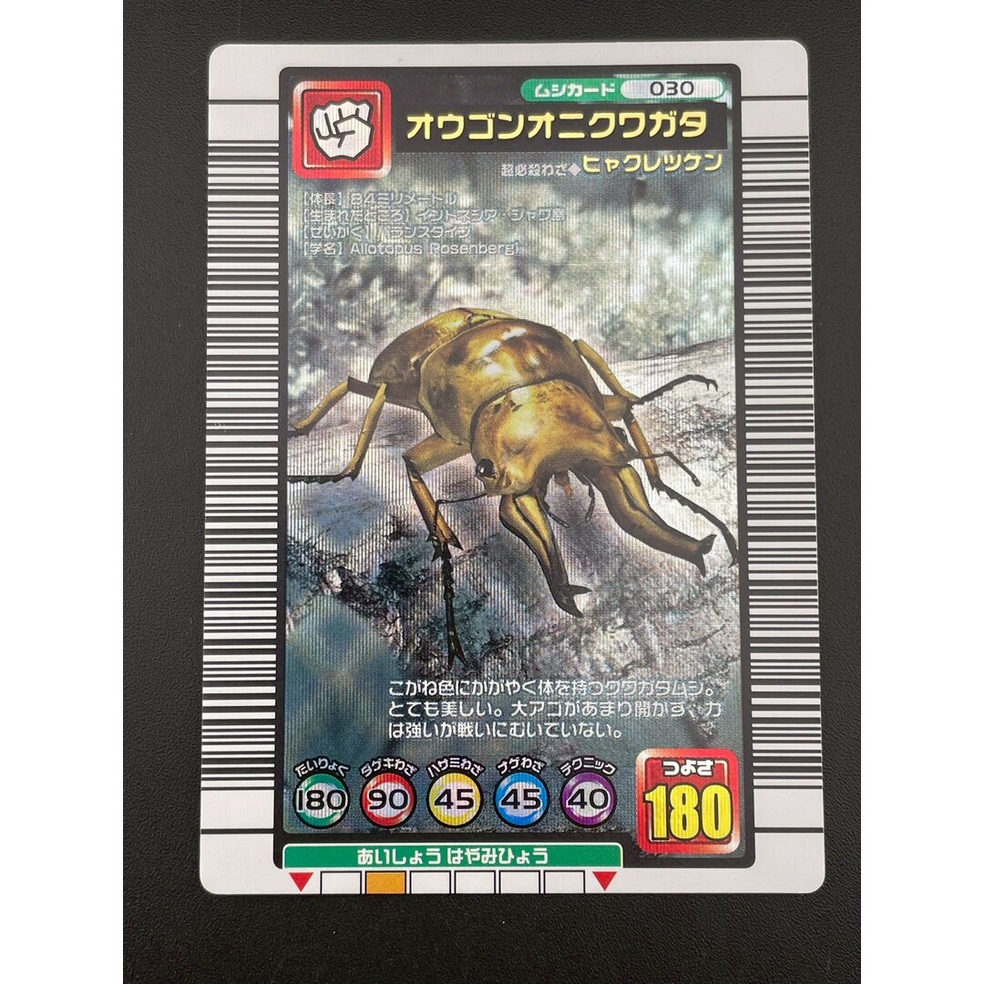 【中古品】オウゴンオニクワガタ　金文字　昆虫王者ムシキング　ムシキングカード　トレカ エンタメ/ホビーのトレーディングカード(シングルカード)の商品写真