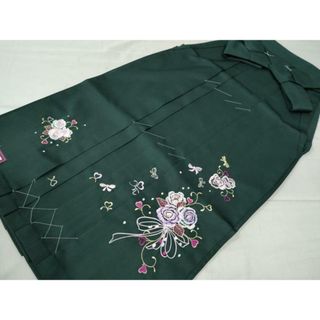 平和屋着物●女性　行灯袴　総刺繍　花唐草文　高麗納戸色　卒業式　洗える着物　未使用　CAAU2350yc(振袖)