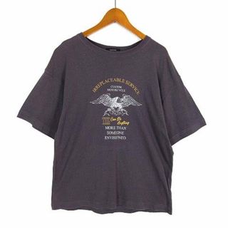 ジーナシス(JEANASIS)のジーナシス Tシャツ ヴィンテージ イーグル プリント ドロップ半袖 F グレー(Tシャツ(半袖/袖なし))