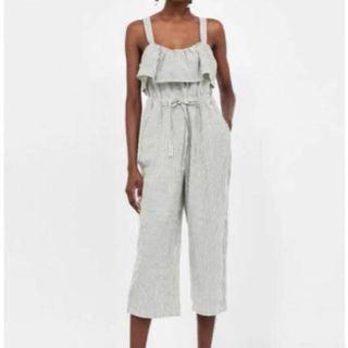 ザラ(ZARA)のZARA BASIC サロペット　オーバーオール　ストライプ　S ジャンプスーツ(サロペット/オーバーオール)