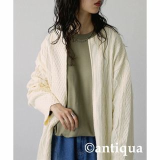 アンティカ(antiqua)の【antiqua】雰囲気たっぷり♪★ケーブルジャガード柄カットソー【アンティカ】(カーディガン)