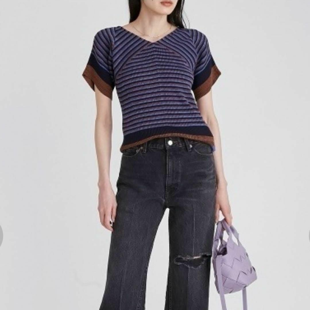 Mila Owen(ミラオーウェン)のMila Owen organicリブデザインニットトップス レディースのトップス(Tシャツ(半袖/袖なし))の商品写真