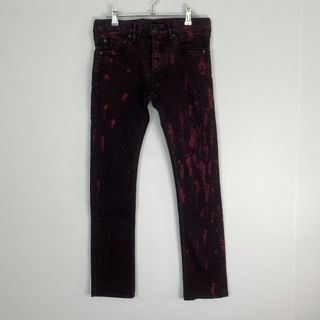 美品　イサムカタヤマバックラッシュ　デニムパンツ　鹿革　レザー　スキニー