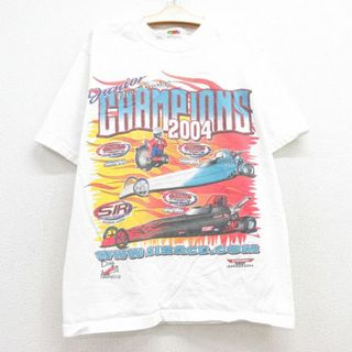 フルーツオブザルーム(FRUIT OF THE LOOM)の古着 フルーツオブザルーム 半袖 ビンテージ Tシャツ キッズ ボーイズ 子供服 00年代 00s レーシングカー 企業広告 コットン クルーネック 白 ホワイト 25jul24(シャツ/カットソー)