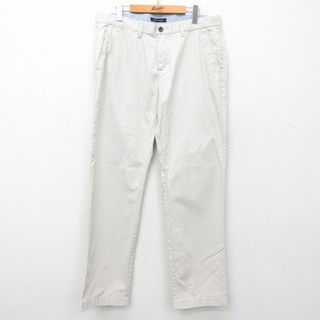 トミーヒルフィガー(TOMMY HILFIGER)のW35★古着 トミーヒルフィガー TOMMY HILFIGER ブランド パンツ メンズ ワンポイントロゴ コットン 薄ベージュ カーキ 25jul24 中古 ボトムス ロング(ワークパンツ/カーゴパンツ)