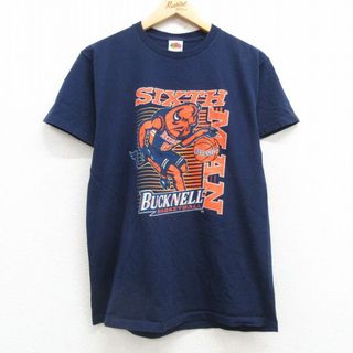 フルーツオブザルーム(FRUIT OF THE LOOM)のM★古着 フルーツオブザルーム 半袖 ビンテージ Tシャツ メンズ 00年代 00s バックネル バスケットボール コットン クルーネック 紺 ネイビー 25jul24 中古(Tシャツ/カットソー(半袖/袖なし))