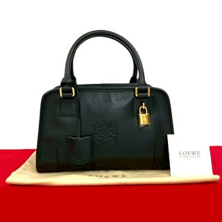 ロエベ(LOEWE)のほぼ未使用 袋付 LOEWE ロエベ アマソナ 28 アナグラム ロゴ レザー 本革 ハンドバッグ ボストンバッグ トートバッグ ブラック  31662(ハンドバッグ)