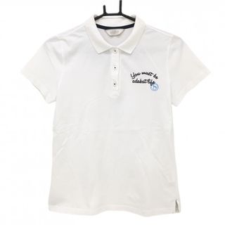 【超美品】アダバット 半袖ポロシャツ 白 ロゴ刺しゅう レディース 38(M) ゴルフウェア adabat