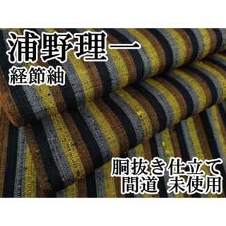 平和屋本店■極上　浦野理一　経節紬　胴抜き仕立て　間道　逸品　未使用　DZAA7374kh5(着物)
