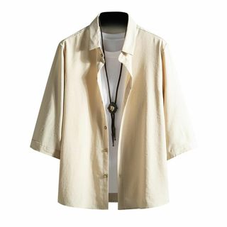 [FUZHIHUA] シャツ メンズ 七分袖 夏服 半袖 おしゃれ カジュアル (その他)