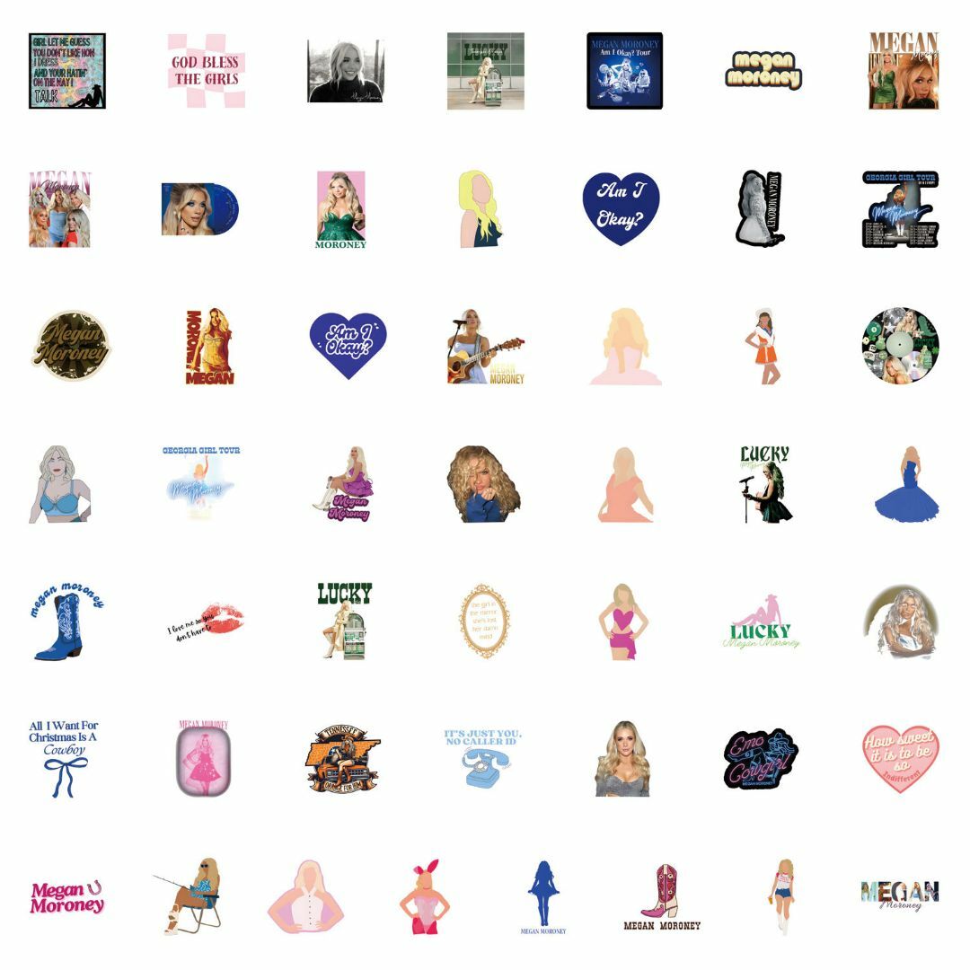 Megan Moroney ステッカー 52枚セット PVC 防水 シール エンタメ/ホビーのおもちゃ/ぬいぐるみ(キャラクターグッズ)の商品写真