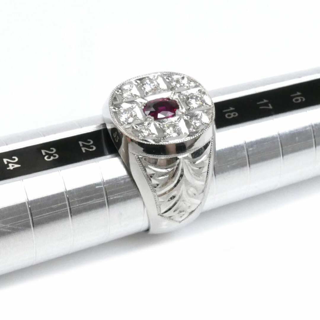 Pt900プラチナ リング・指輪 ルビー0.38ct ダイヤモンド0.41ct 20号 31.2g メンズ【中古】【美品】 メンズのアクセサリー(リング(指輪))の商品写真