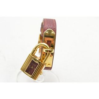 エルメス(HERMES)のエルメス HERMES ケリーウォッチ ワインレッド クオーツ GP / 革 文字盤レッド  ゴールド レディース F-WT358(腕時計)