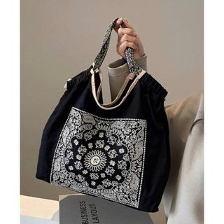 大容量　刺繍　エコバッグ　ボールアンドチェーン　トートバッグ(トートバッグ)