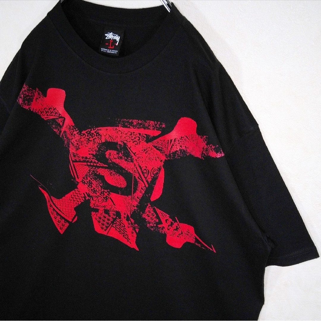 STUSSY(ステューシー)の《STUSSY/ステューシー》00s　ヴィンテージ　スカル　ロゴ　Tシャツ　黒 メンズのトップス(Tシャツ/カットソー(半袖/袖なし))の商品写真