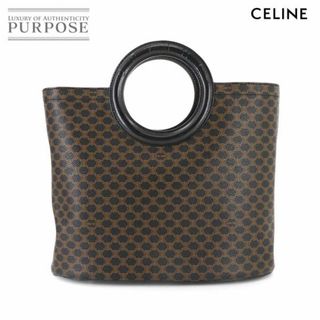 セリーヌ(CELINE)の新品同様 セリーヌ CELINE マカダム サークルハンドル ハンド バッグ PVC レザー ブラック ブラウン ゴールド 金具 ヴィンテージ 90287631(ハンドバッグ)