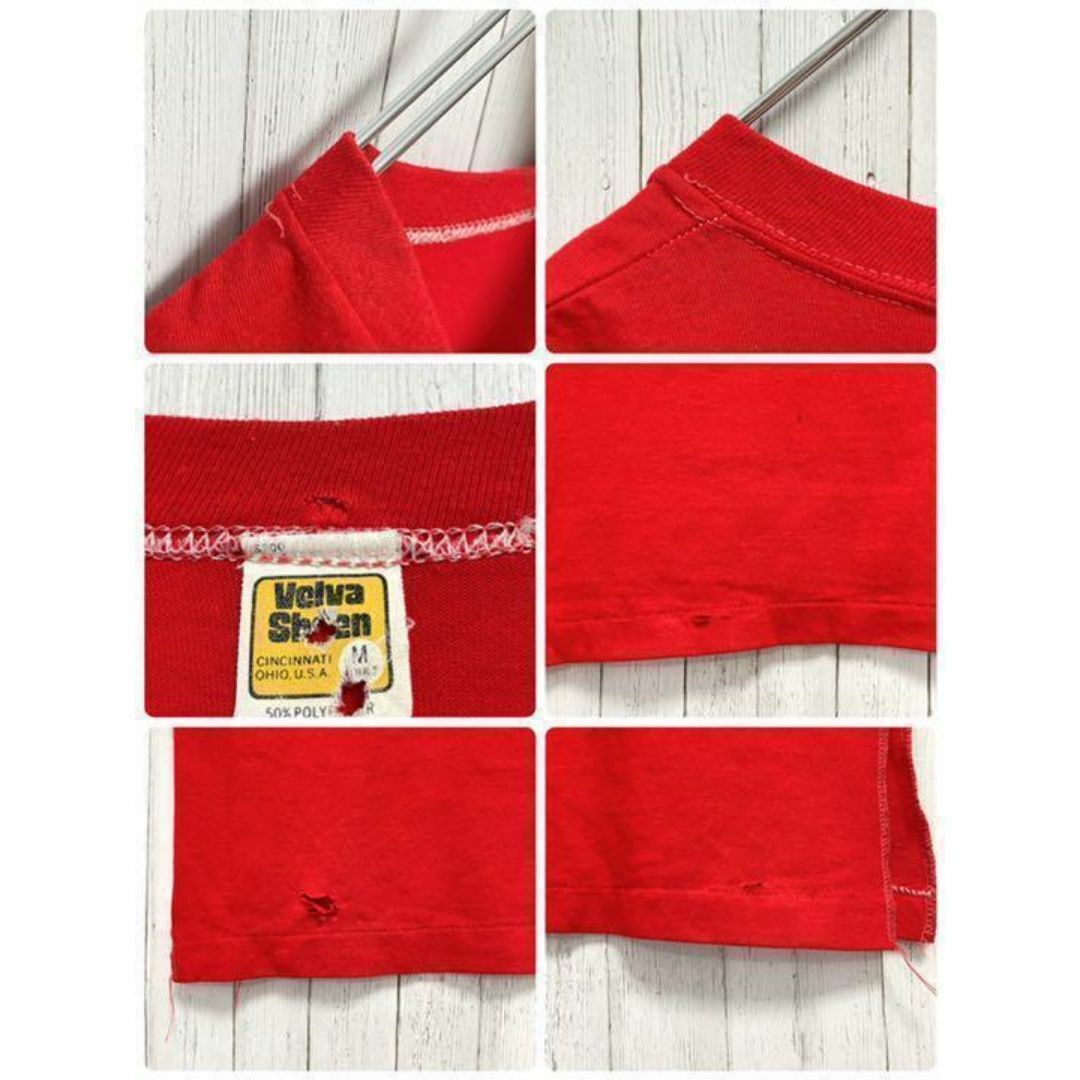 Velva Sheen　ベルバシーン　USA製　Tシャツ　レッド　赤　ロング　M メンズのトップス(Tシャツ/カットソー(半袖/袖なし))の商品写真