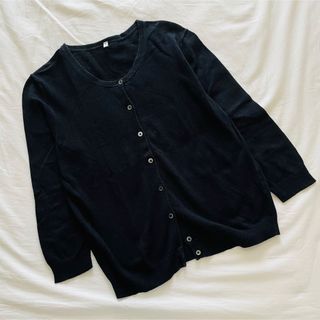 ムジルシリョウヒン(MUJI (無印良品))の【無印良品/Mサイズ】七分袖カーディガン ブラック(カーディガン)