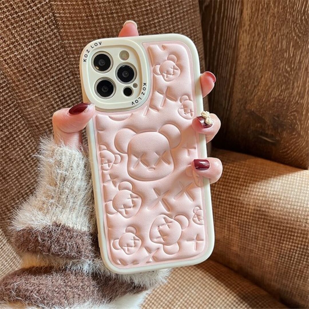 iphone16proケース 可愛 熊 ホワイトA スマホ/家電/カメラのスマホアクセサリー(その他)の商品写真
