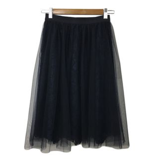 アナイ(ANAYI)のアナイ スカート フレア ギャザー 膝丈 レース チュール ナイロン 34 黒(ひざ丈スカート)