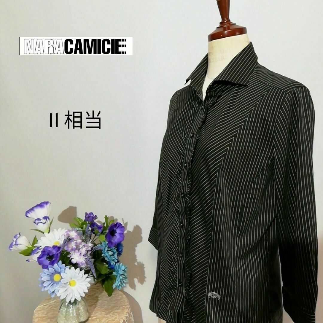 NARACAMICIE(ナラカミーチェ)のナラカミーチェ　新品レベル　若干ストレッチ有り　七分袖ブラウス　L相当サイズ レディースのトップス(シャツ/ブラウス(長袖/七分))の商品写真