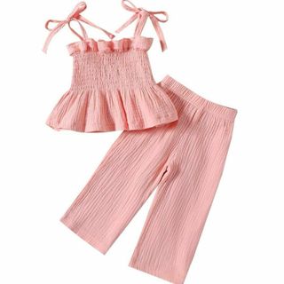 ベビー服 セットアップ 夏 キャミソール ロングパンツ ピンク 66cm(Tシャツ/カットソー)