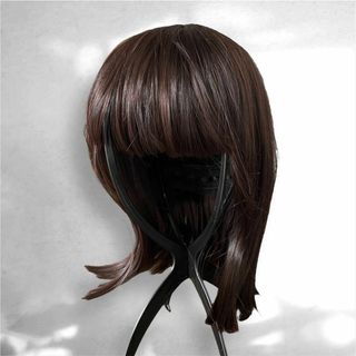 ウィッグ ミディアム かつら 前髪あり ダークブラウン ナチュラル(ショートストレート)