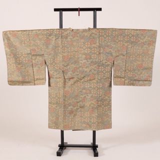 道行コート　紬　よこそ　しつけ付　S６０年　／121(着物)